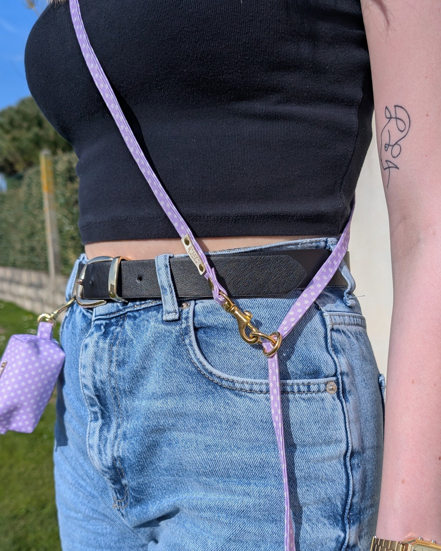 Laisse multipositions lilas fleurie 🌸💜
