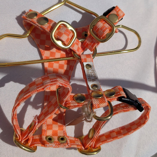 🧡 Harnais – Damier Orange
